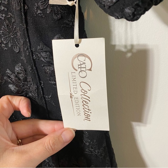 Cato Collection Limited Edition Sz L Elegant Black Floral Dress - Picture 5 of 5